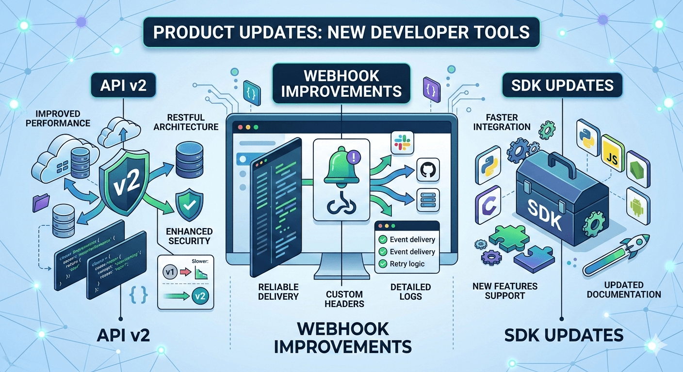 API v2, mejoras de webhook y actualizaciones del SDK